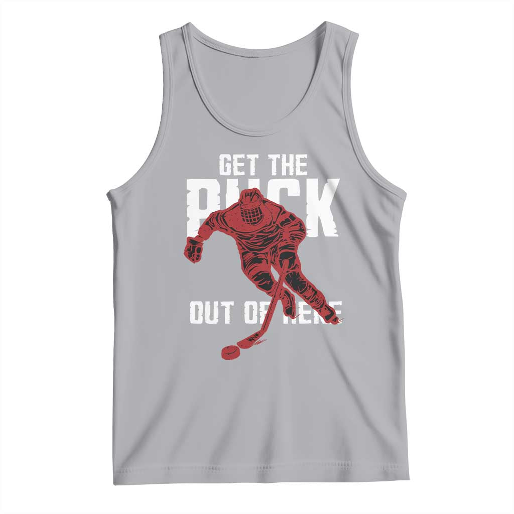 Get The Puck Out of Here Tank Top Sarcastic Ice Hockey Pun Humor TS02 Athletic Heather Print Your Wear