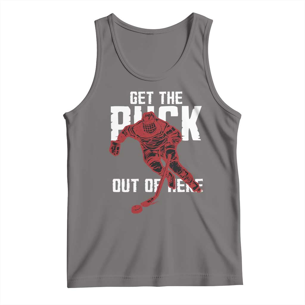 Get The Puck Out of Here Tank Top Sarcastic Ice Hockey Pun Humor TS02 Deep Heather Print Your Wear