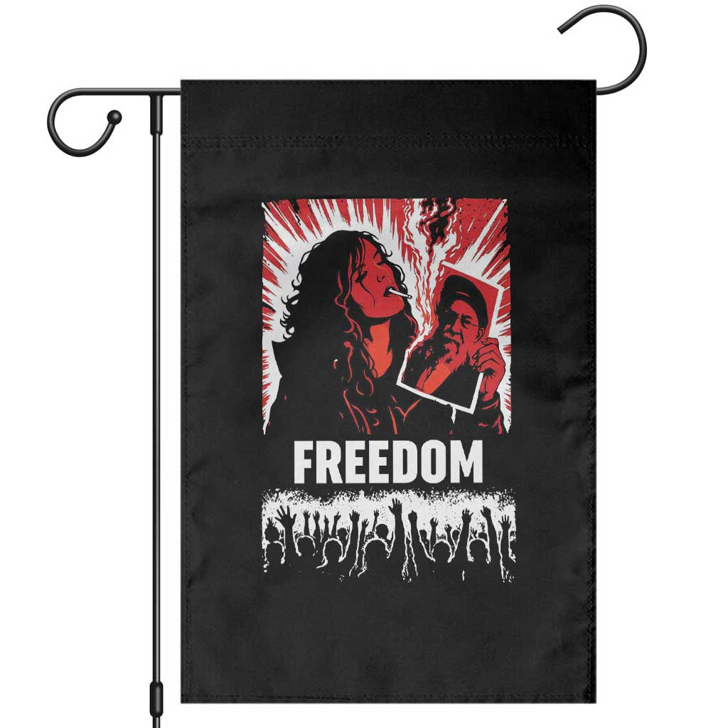 Freedom Iran Women Revolution 2026 Garden Flag Lighting Cigarette with Burning Portrait Graphic TS02 Black Print Your Wear