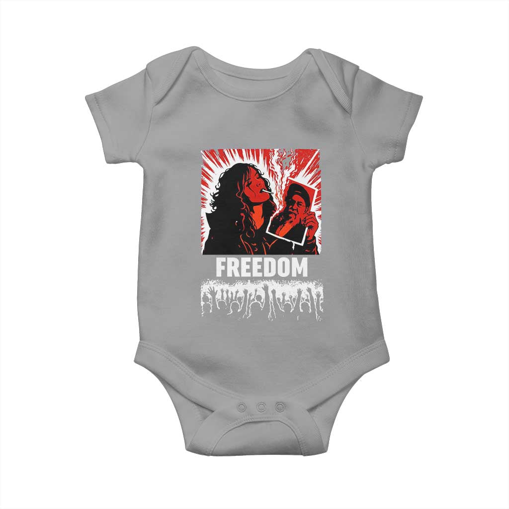 Freedom Iran Women Revolution 2026 Baby Onesie Lighting Cigarette with Burning Portrait Graphic TS02 Sport Gray Print Your Wear