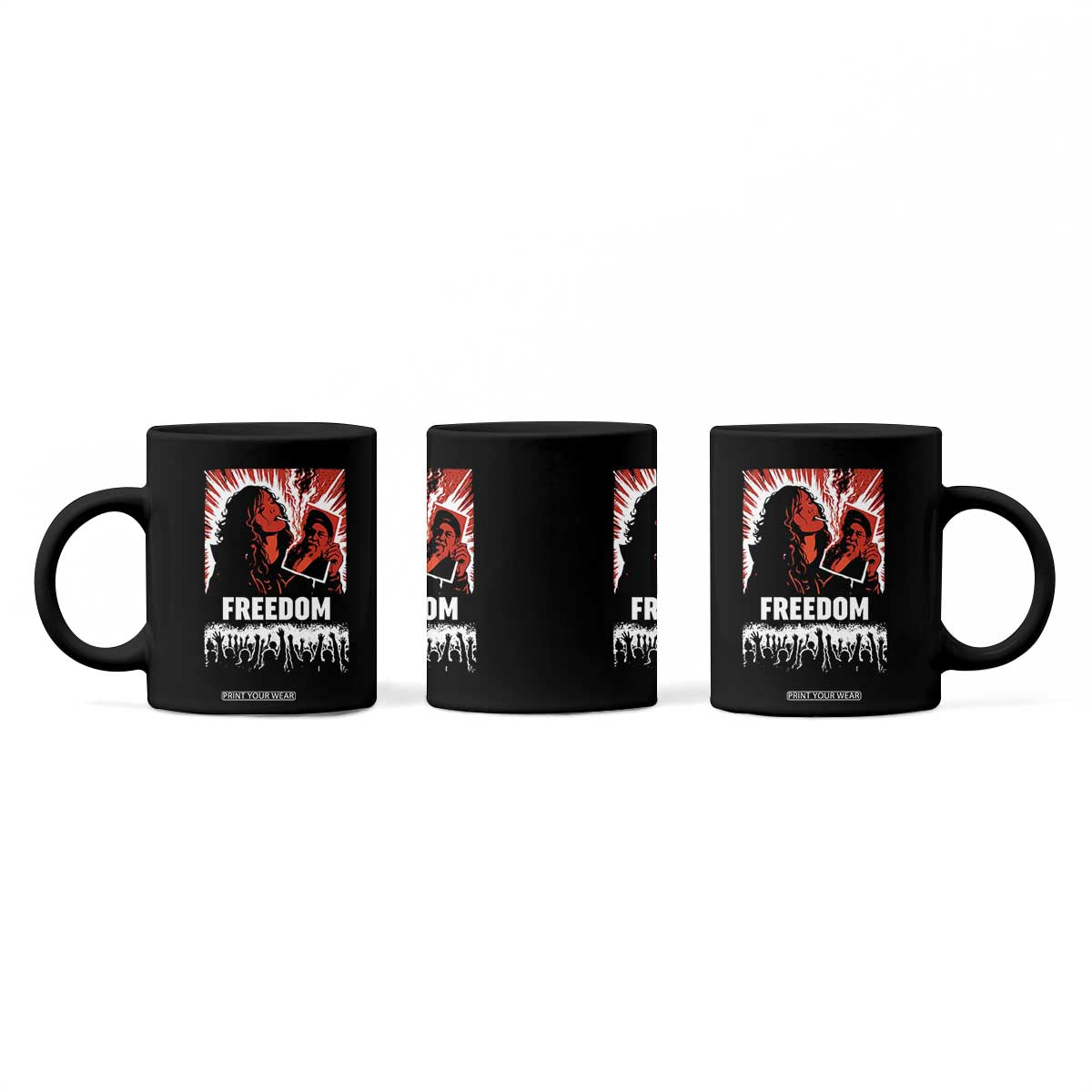 Freedom Iran Women Revolution 2026 Coffee Mug Lighting Cigarette with Burning Portrait Graphic TS02 Print Your Wear