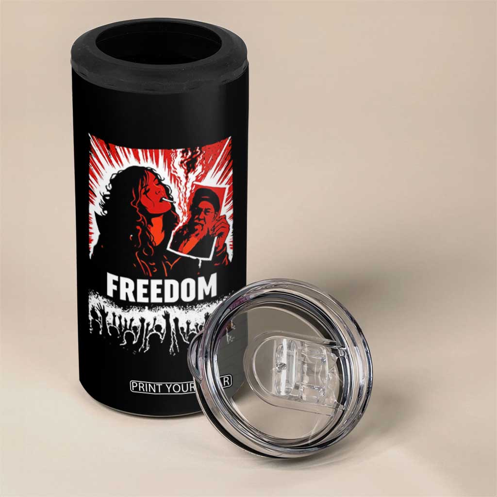 Freedom Iran Women Revolution 2026 4 in 1 Can Cooler Tumbler Lighting Cigarette with Burning Portrait Graphic TS02 Print Your Wear