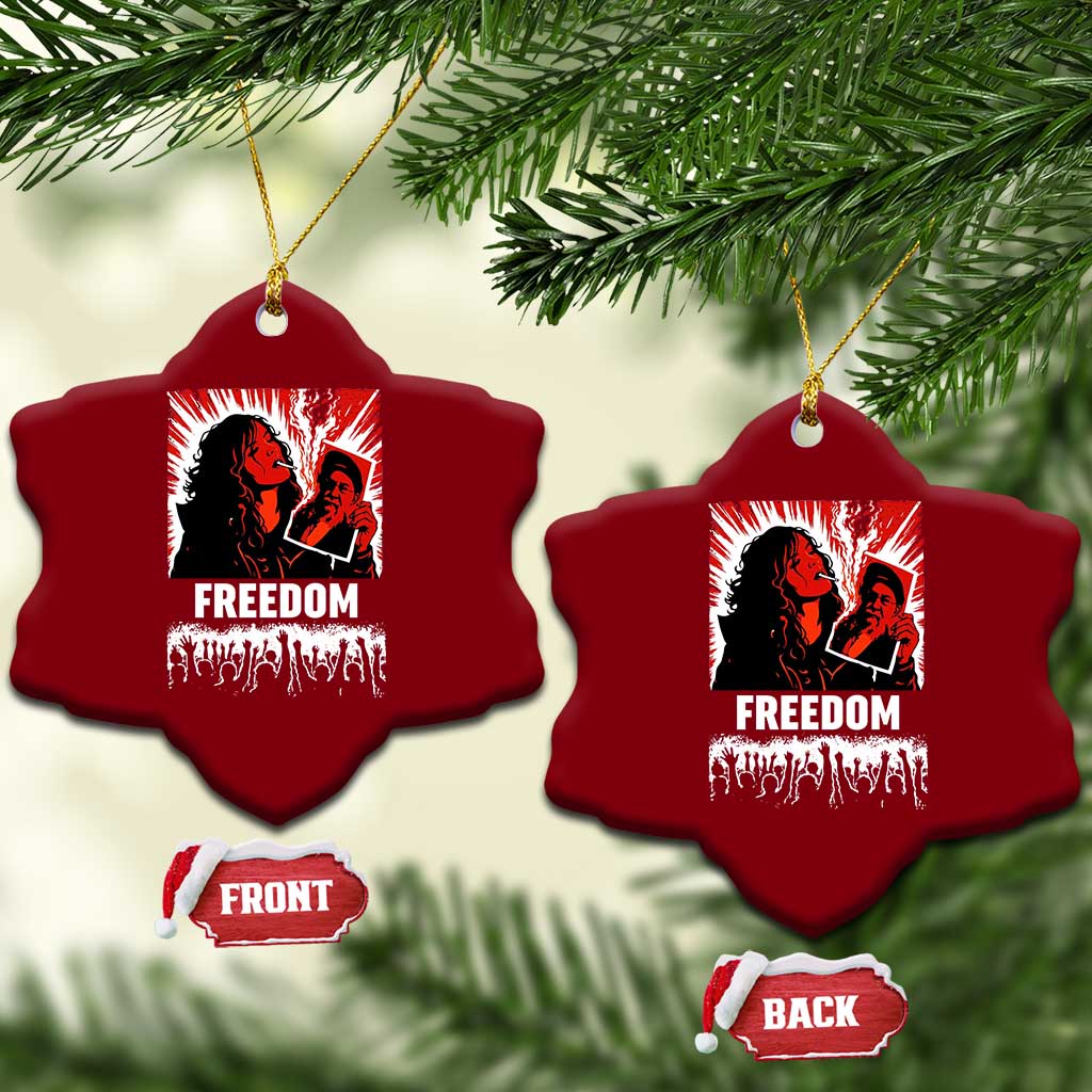 Freedom Iran Women Revolution 2026 Ceramic Ornament Lighting Cigarette with Burning Portrait Graphic TS02 Print Your Wear