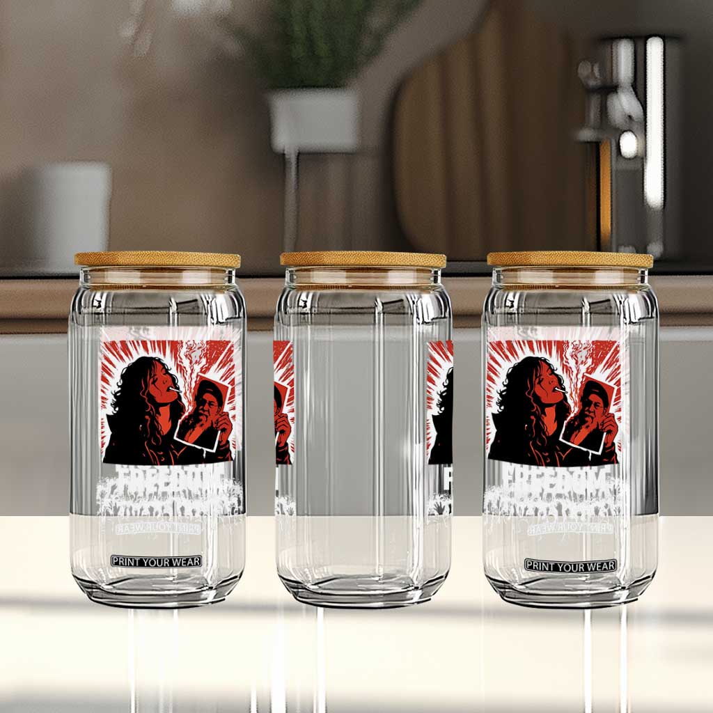 Freedom Iran Women Revolution 2026 Glass Can Lighting Cigarette with Burning Portrait Graphic TS02 Print Your Wear