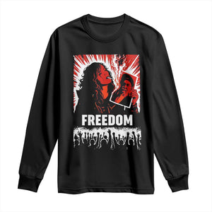 Freedom Iran Women Revolution 2026 Long Sleeve Shirt Lighting Cigarette with Burning Portrait Graphic TS02 Black Print Your Wear