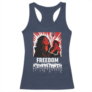 Freedom Iran Women Revolution 2026 Racerback Tank Top Lighting Cigarette with Burning Portrait Graphic TS02 Navy Print Your Wear
