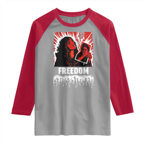 Freedom Iran Women Revolution 2026 Raglan Shirt Lighting Cigarette with Burning Portrait Graphic TS02 Sport Gray Red Print Your Wear
