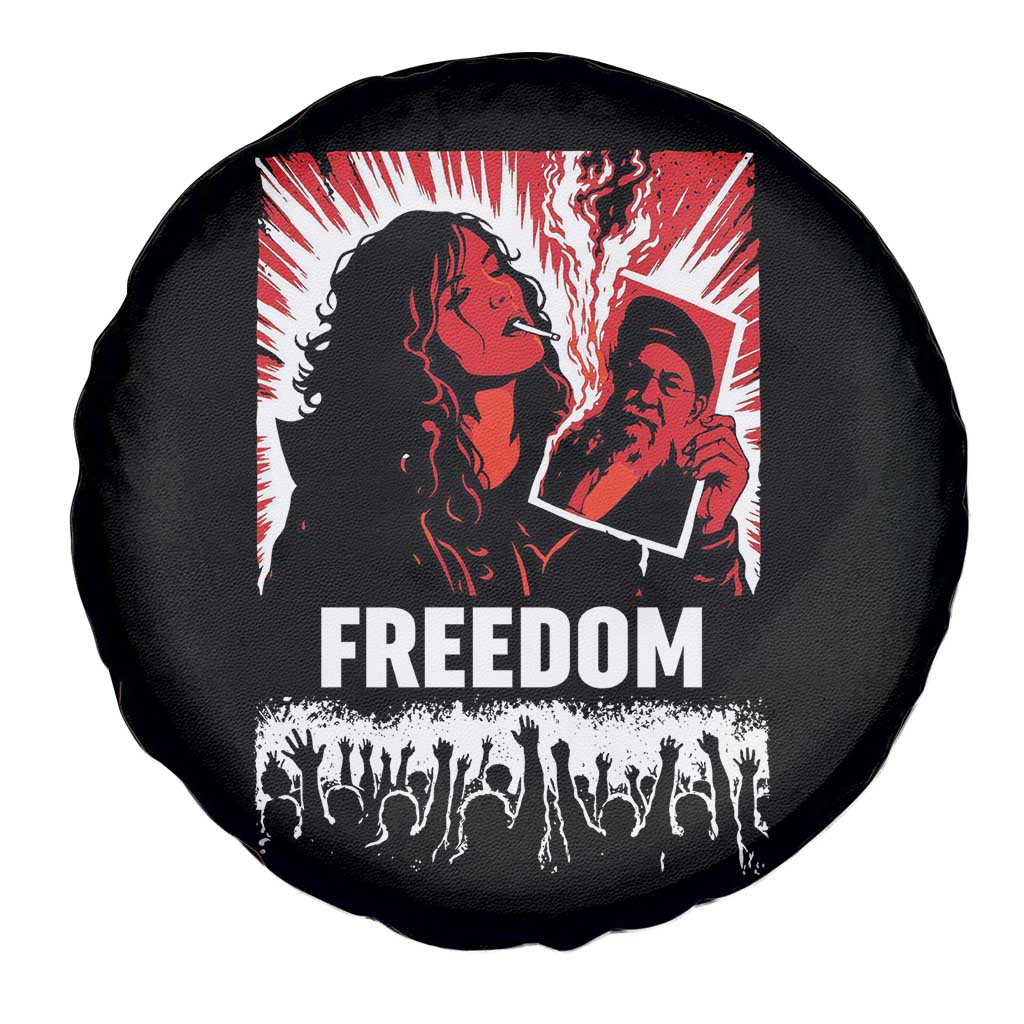 Freedom Iran Women Revolution 2026 Spare Tire Cover Lighting Cigarette with Burning Portrait Graphic TS02 Print Your Wear