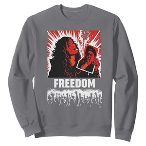 Freedom Iran Women Revolution 2026 Sweatshirt Lighting Cigarette with Burning Portrait Graphic TS02 Charcoal Print Your Wear