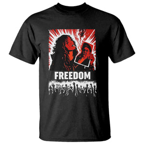 Freedom Iran Women Revolution 2026 T Shirt - Lighting Cigarette Burning Portrait Graphic Tee TS02 Black Print Your Wear