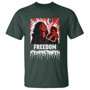 Freedom Iran Women Revolution 2026 T Shirt - Lighting Cigarette Burning Portrait Graphic Tee TS02 Dark Forest Green Print Your Wear