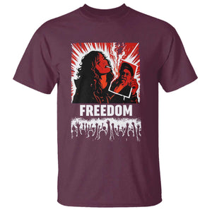 Freedom Iran Women Revolution 2026 T Shirt - Lighting Cigarette Burning Portrait Graphic Tee TS02 Maroon Print Your Wear