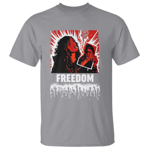 Freedom Iran Women Revolution 2026 T Shirt - Lighting Cigarette Burning Portrait Graphic Tee TS02 Sport Gray Print Your Wear