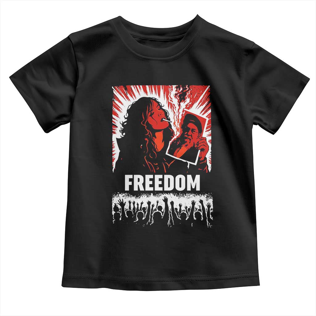Freedom Iran Women Revolution 2026 Toddler T Shirt Lighting Cigarette with Burning Portrait Graphic TS02 Black Print Your Wear