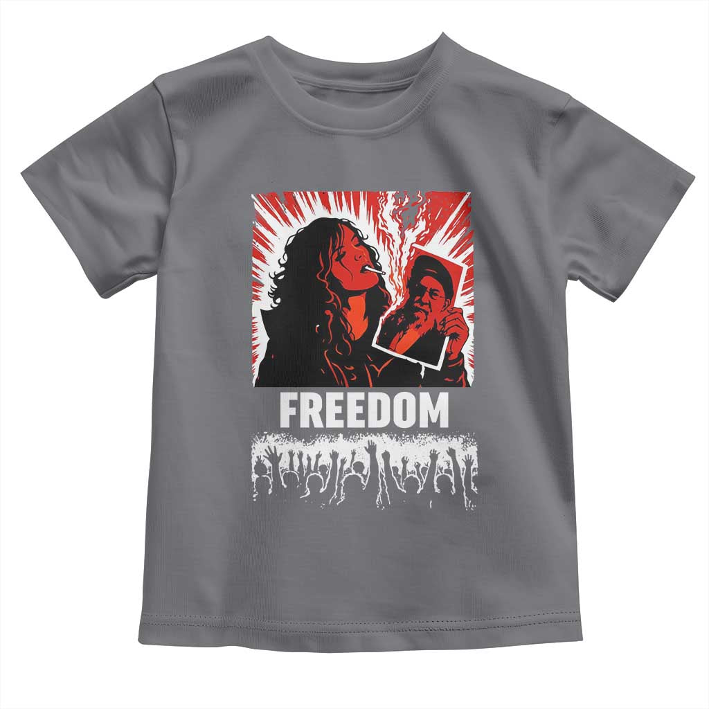 Freedom Iran Women Revolution 2026 Toddler T Shirt Lighting Cigarette with Burning Portrait Graphic TS02 Charcoal Print Your Wear