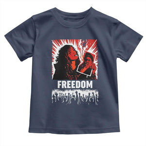 Freedom Iran Women Revolution 2026 Toddler T Shirt Lighting Cigarette with Burning Portrait Graphic TS02 Navy Print Your Wear