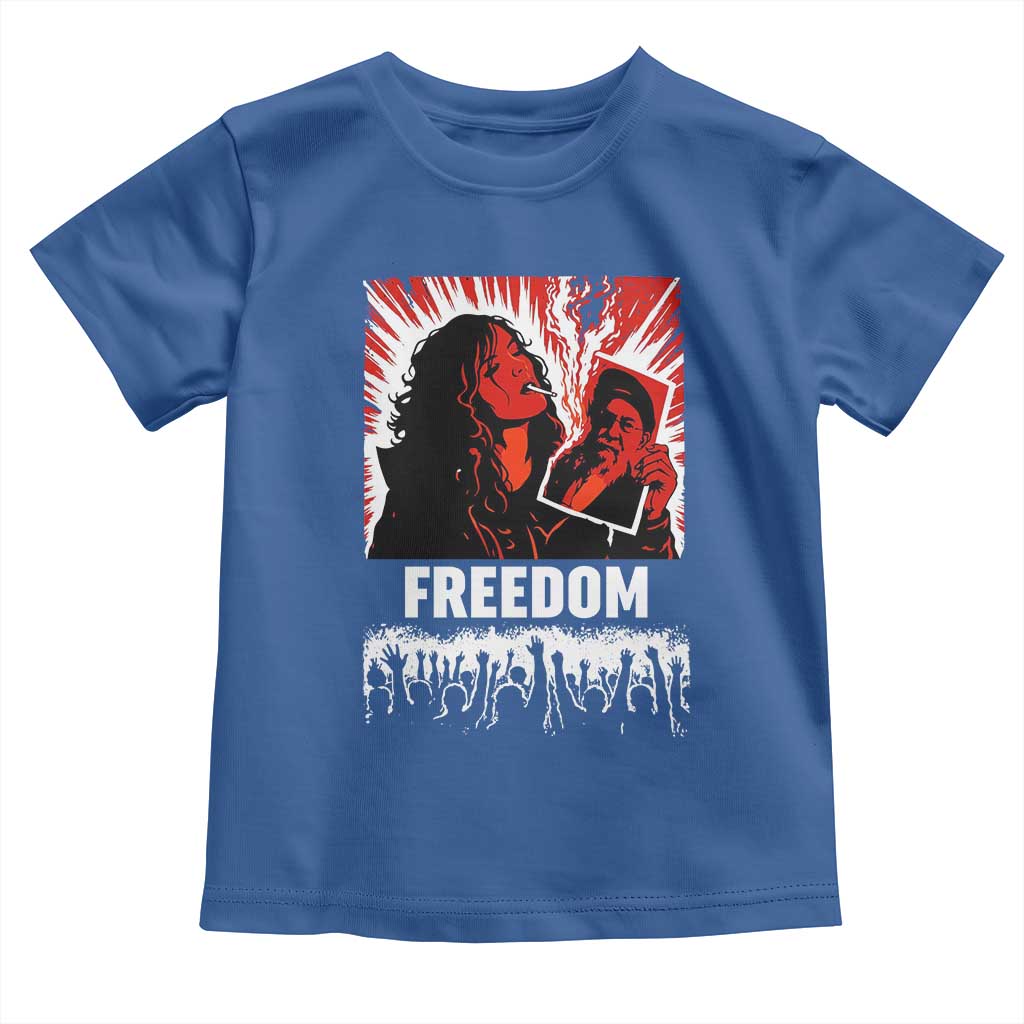 Freedom Iran Women Revolution 2026 Toddler T Shirt Lighting Cigarette with Burning Portrait Graphic TS02 Royal Blue Print Your Wear
