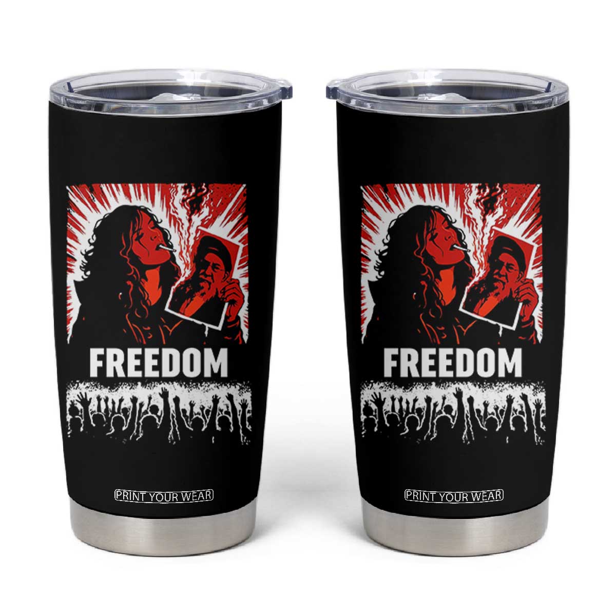 Freedom Iran Women Revolution 2026 Tumbler Cup Lighting Cigarette with Burning Portrait Graphic TS02 Black Print Your Wear
