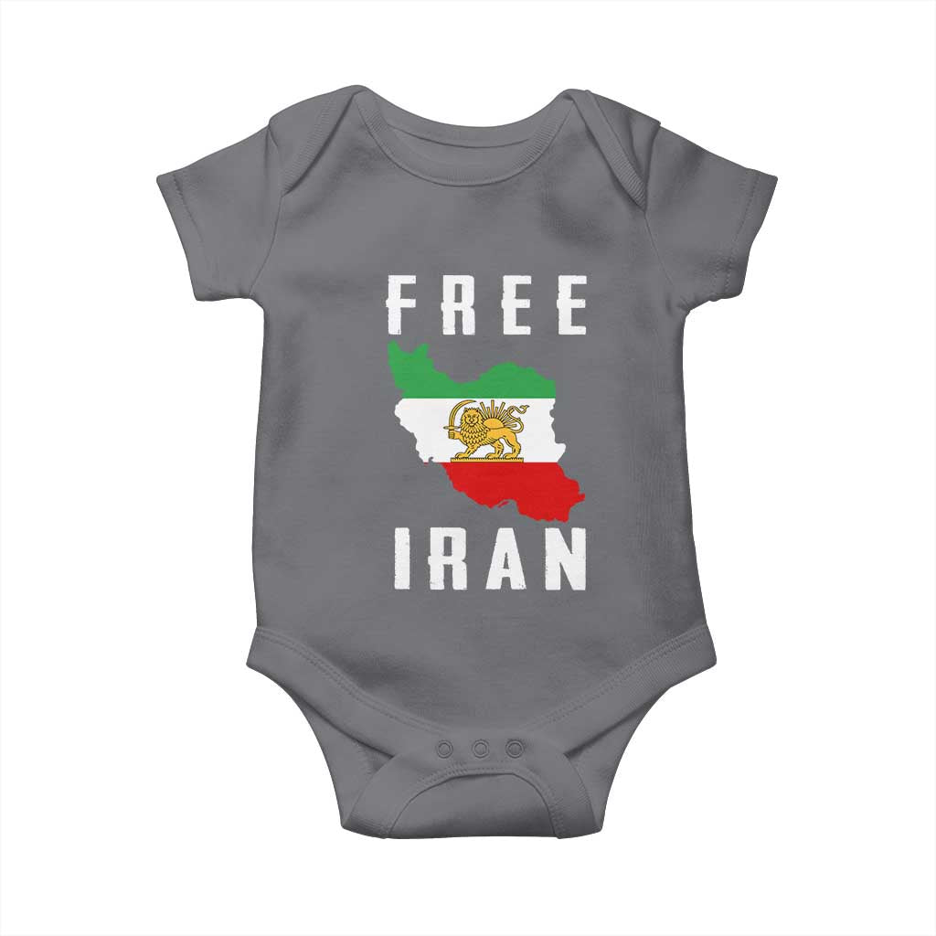 Free Iran Revolution 2026 Baby Onesie Sun and Lion Flag Iranian Freedom Justice TS02 Charcoal Print Your Wear