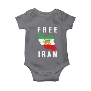 Free Iran Revolution 2026 Baby Onesie Sun and Lion Flag Iranian Freedom Justice TS02 Charcoal Print Your Wear