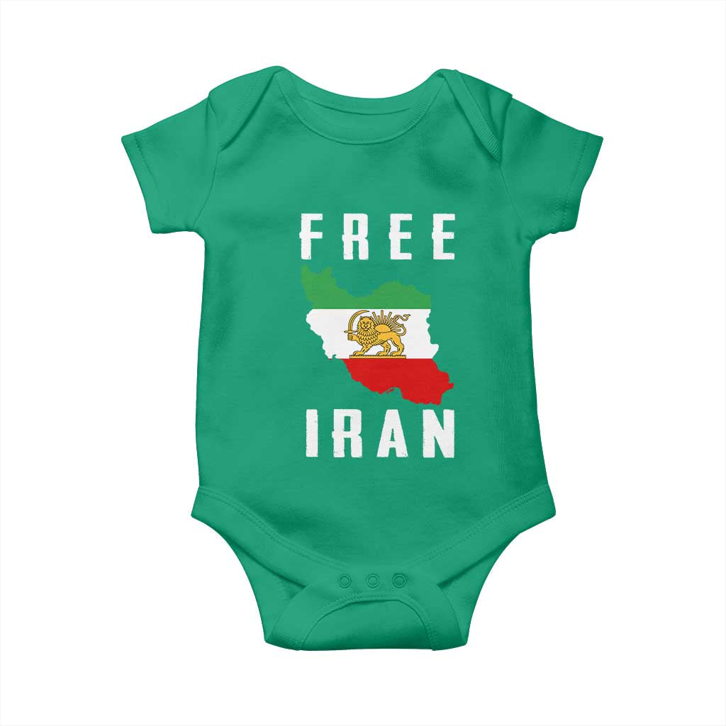 Free Iran Revolution 2026 Baby Onesie Sun and Lion Flag Iranian Freedom Justice TS02 Irish Green Print Your Wear