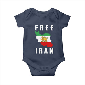 Free Iran Revolution 2026 Baby Onesie Sun and Lion Flag Iranian Freedom Justice TS02 Navy Print Your Wear
