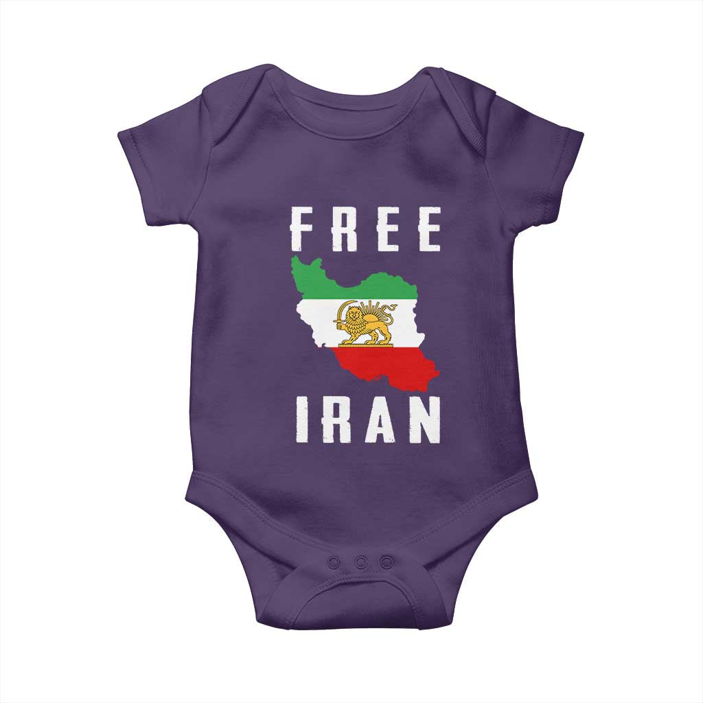 Free Iran Revolution 2026 Baby Onesie Sun and Lion Flag Iranian Freedom Justice TS02 Purple Print Your Wear