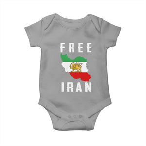 Free Iran Revolution 2026 Baby Onesie Sun and Lion Flag Iranian Freedom Justice TS02 Sport Gray Print Your Wear