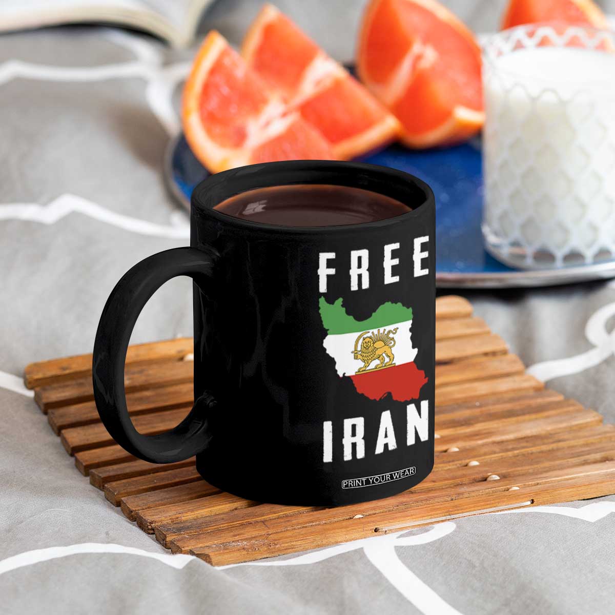 Free Iran Revolution 2026 Coffee Mug Sun and Lion Flag Iranian Freedom Justice TS02 Print Your Wear