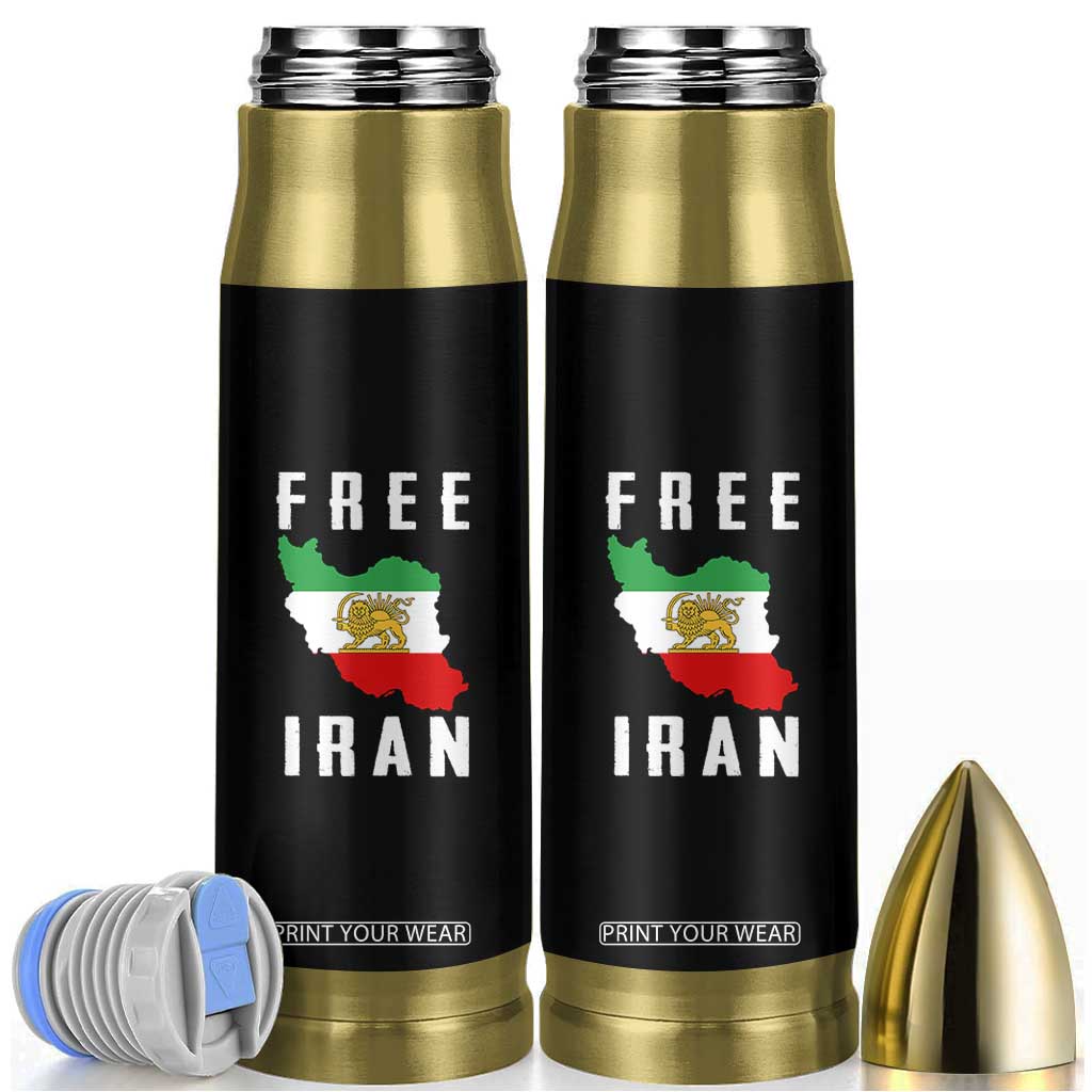 Free Iran Revolution 2026 Bullet Tumbler Sun and Lion Flag Iranian Freedom Justice TS02 Black Print Your Wear