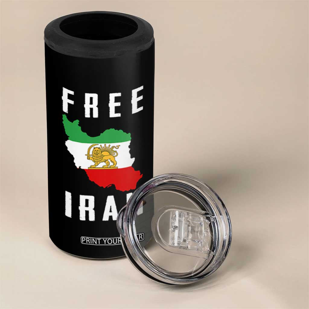 Free Iran Revolution 2026 4 in 1 Can Cooler Tumbler Sun and Lion Flag Iranian Freedom Justice TS02 Print Your Wear