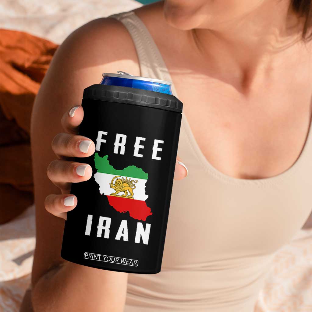 Free Iran Revolution 2026 4 in 1 Can Cooler Tumbler Sun and Lion Flag Iranian Freedom Justice TS02 Print Your Wear