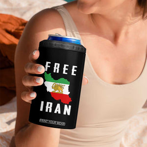 Free Iran Revolution 2026 4 in 1 Can Cooler Tumbler Sun and Lion Flag Iranian Freedom Justice TS02 Print Your Wear