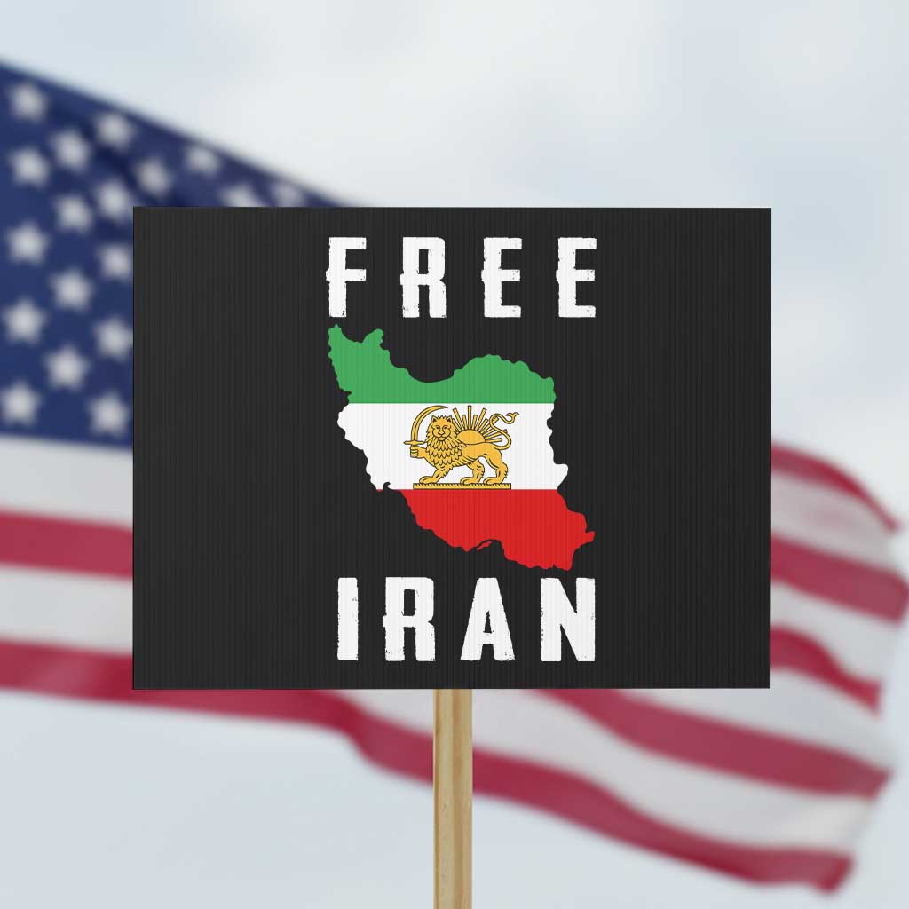 Free Iran Revolution 2026 Protest Sign Sun and Lion Flag Iranian Freedom Justice TS02 Horizontal 18