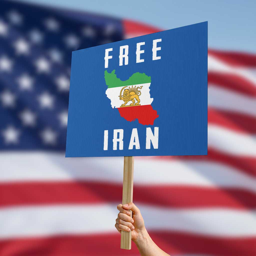 Free Iran Revolution 2026 Protest Sign Sun and Lion Flag Iranian Freedom Justice TS02 Horizontal 18