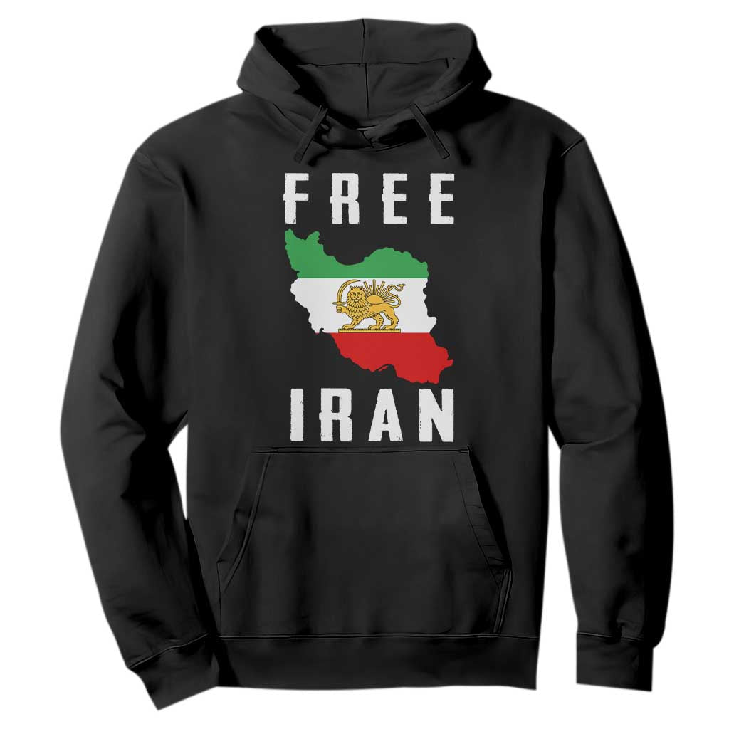 Free Iran Revolution 2026 Hoodie Sun and Lion Flag Iranian Freedom Justice TS02 Black Print Your Wear