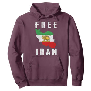 Free Iran Revolution 2026 Hoodie Sun and Lion Flag Iranian Freedom Justice TS02 Maroon Print Your Wear