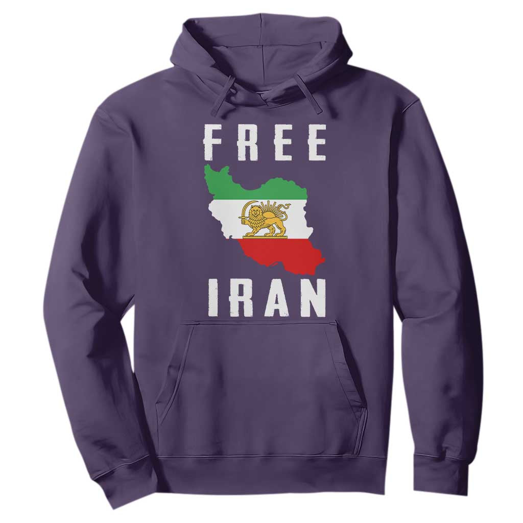 Free Iran Revolution 2026 Hoodie Sun and Lion Flag Iranian Freedom Justice TS02 Purple Print Your Wear