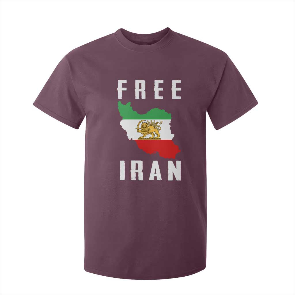 Free Iran Revolution 2026 T Shirt For Kid Sun and Lion Flag Iranian Freedom Justice TS02 Maroon Print Your Wear