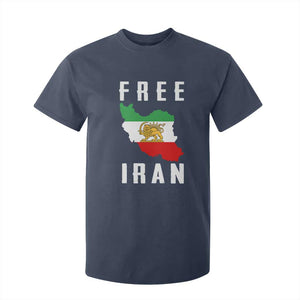 Free Iran Revolution 2026 T Shirt For Kid Sun and Lion Flag Iranian Freedom Justice TS02 Navy Print Your Wear