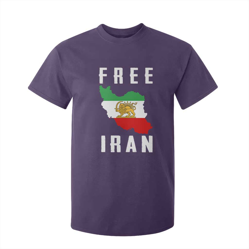Free Iran Revolution 2026 T Shirt For Kid Sun and Lion Flag Iranian Freedom Justice TS02 Purple Print Your Wear
