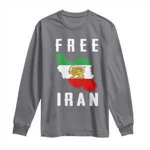 Free Iran Revolution 2026 Long Sleeve Shirt Sun and Lion Flag Iranian Freedom Justice TS02 Charcoal Print Your Wear