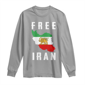 Free Iran Revolution 2026 Long Sleeve Shirt Sun and Lion Flag Iranian Freedom Justice TS02 Sport Gray Print Your Wear