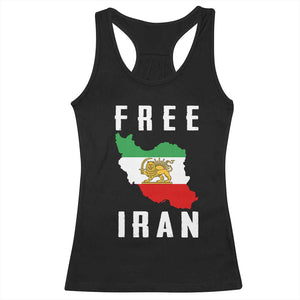 Free Iran Revolution 2026 Racerback Tank Top Sun and Lion Flag Iranian Freedom Justice TS02 Black Print Your Wear