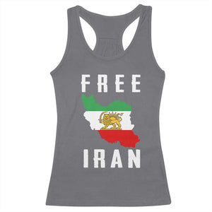 Free Iran Revolution 2026 Racerback Tank Top Sun and Lion Flag Iranian Freedom Justice TS02 Charcoal Print Your Wear