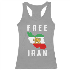 Free Iran Revolution 2026 Racerback Tank Top Sun and Lion Flag Iranian Freedom Justice TS02 Sport Gray Print Your Wear