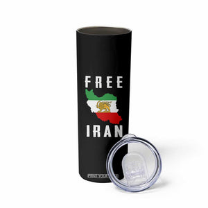 Free Iran Revolution 2026 Skinny Tumbler Sun and Lion Flag Iranian Freedom Justice TS02 Print Your Wear