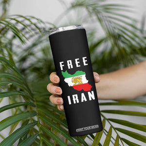 Free Iran Revolution 2026 Skinny Tumbler Sun and Lion Flag Iranian Freedom Justice TS02 Print Your Wear