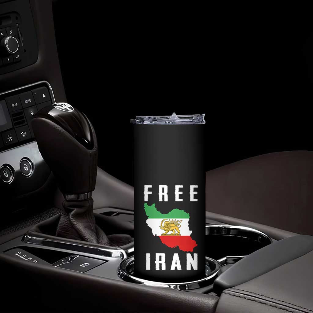 Free Iran Revolution 2026 Skinny Tumbler Sun and Lion Flag Iranian Freedom Justice TS02 Print Your Wear