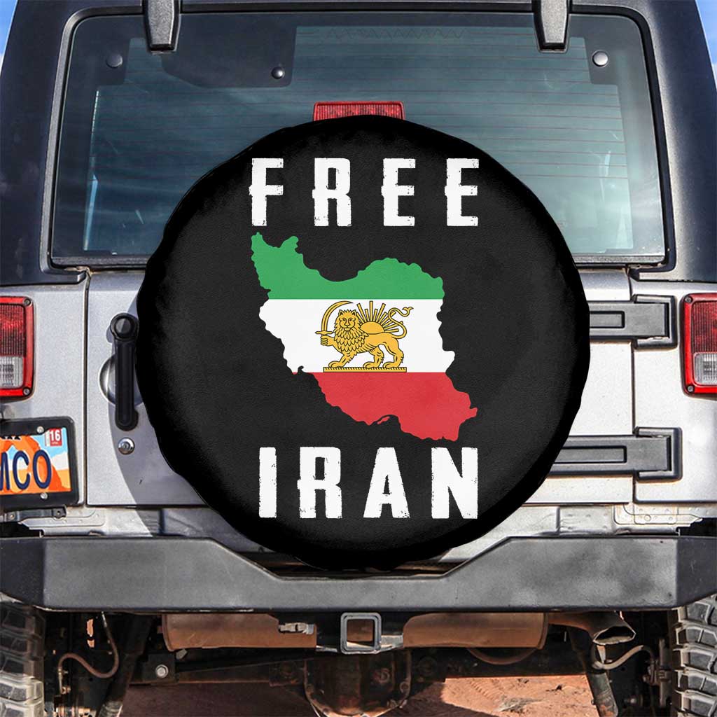 Free Iran Revolution 2026 Spare Tire Cover Sun and Lion Flag Iranian Freedom Justice TS02 No hole Black Print Your Wear